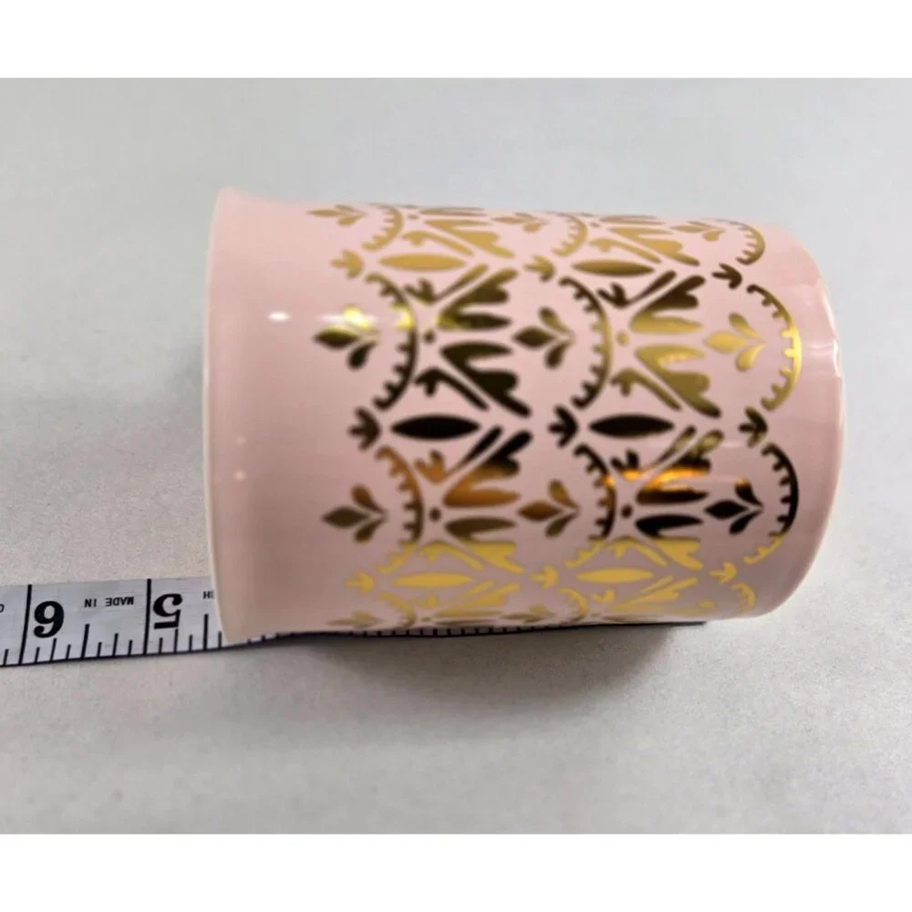 Pinky Up Ceramic Mug Glossy Pink with Gold Accent 14 Fluid Ounce Elegant
